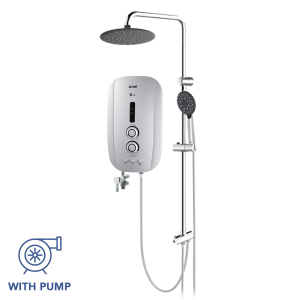 Alpha White Instant Water Heater Rain Shower With Pump