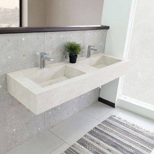 Courchevel Terrazzo Lagos Ivory Matt Wall Mounted Washbasin