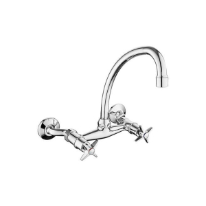 Bri Cross Chrome Top Wall Type Sink Mixer With Extended Legs