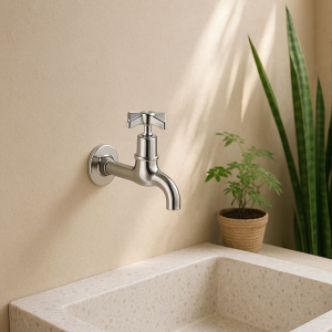 Bri Chrome Cross Top Bib Tap