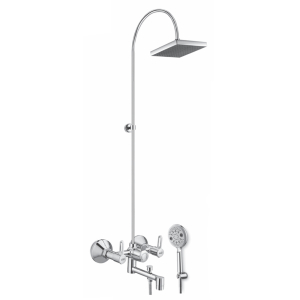 Donald Bath Shower Mixer With Riser Pipe Hand Shower & Rain Shower Head