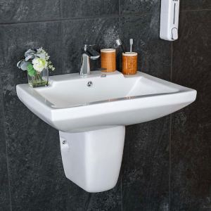 Fermi White Washbasin & Pedestal Set - 56cm