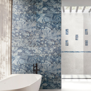 Gemma Blossom Flower Blue Wall Tile Mood Image