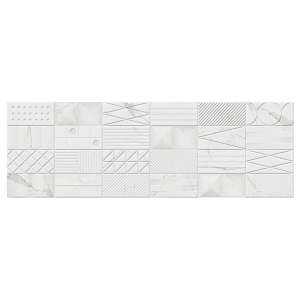 Gemma Cubic White Geo Wall Tile 25X75cm dual tiles