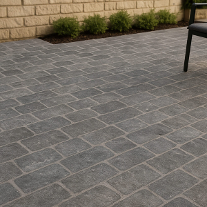 Gemma Salerno Geo Anthracite Porcelain Tile on floor