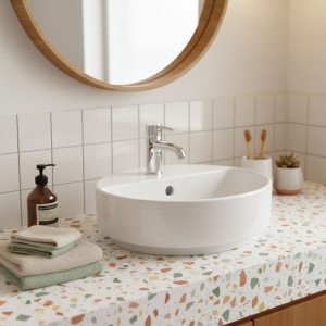 i.life White Round Counter Top Basin With One Tap Hole 40cm