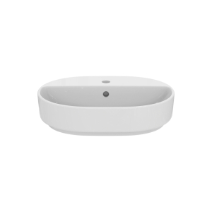 ilife White Oval Counter Top Basin With One Tap Hole - 55X40cm front view