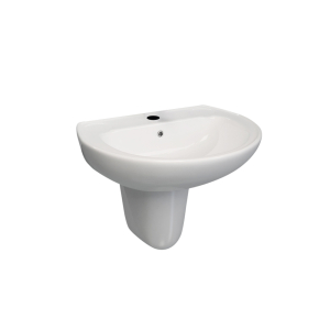 Lecico Atlas White  Washbasin With Half Pedestal - 45cm