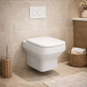 Lecico White Zara Square Rimless Wall Hung Toilet Pan