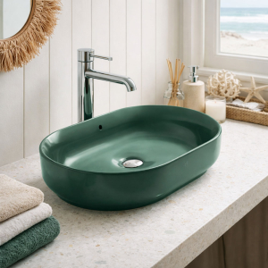 Omni+ Forest Green Counter Top Basin - 62X43cm