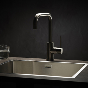 Reginox Crystal Gun Metal Pillar Type Sink Mixer