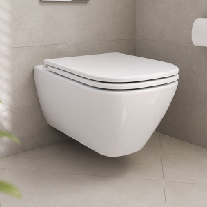 TOTO White Alisei Wall Hung Toilet Pan mood image in a bathroom