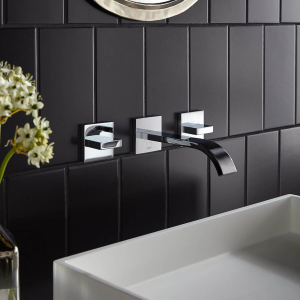 VADO Geo Chrome 3-Hole Wall Mounted Basin Mixer