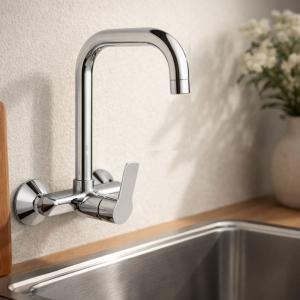 Yorke Prestige Chrome Wall Type Sink Mixer Mood Image