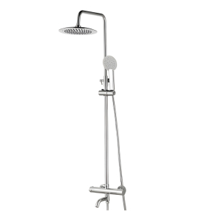 Yorke Round Thermostatic Exposed Shower Mixer With Shower Kit & Spout